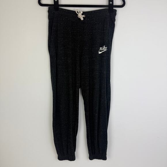 Nike Womens Gym Vintage Capri Casual Dark Heather Grey Sweatpants Joggers Small - Picture 1 of 9